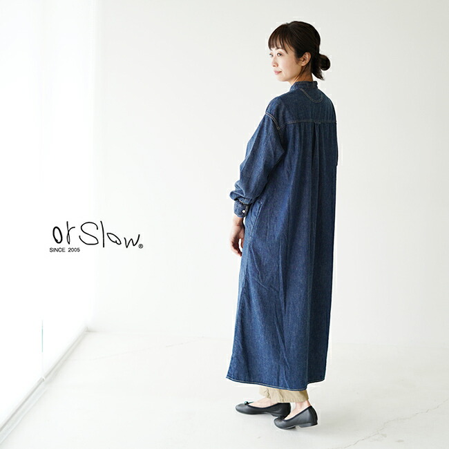 楽天市場 オアスロウ Orslow スタンドカラー ロングスリーブ デニム シャツ ワンピース Stand Collar Long Sleeve Short 長袖 ロング丈 マキシ丈 レディース ワンピース 00 9557 81 送料無料 0812 Crouka クローカ