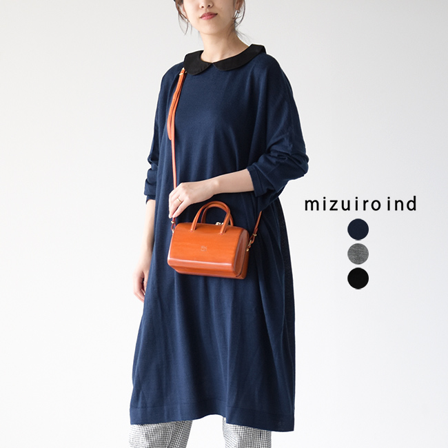 楽天市場 ミズイロインド Mizuiro Ind ラウンドカラー ワイドシルエット ワンピース Shirt Collar Wide One Piece ドロップショルダー ニット ワンピ 襟付き 膝丈 レディース ワンピース 4 03 送料無料 Crouka クローカ