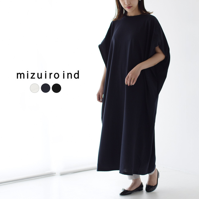 楽天市場 ミズイロインド Mizuiro Ind ワイドシルエット クルーネック フレンチスリーブ ロング ワンピース French Sleeve Long One Piece プルオーバー ワンピ ロング丈 レディース ワンピース 1 0424 Crouka クローカ