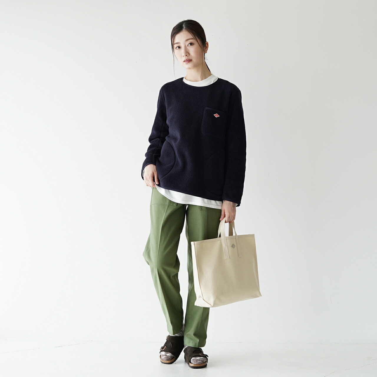 美品＊DANTON＊ポケット付きクルーネックフリースプルオーバー 中古・古着通販】DANTON (ダントン) ポケット付き クルーネック