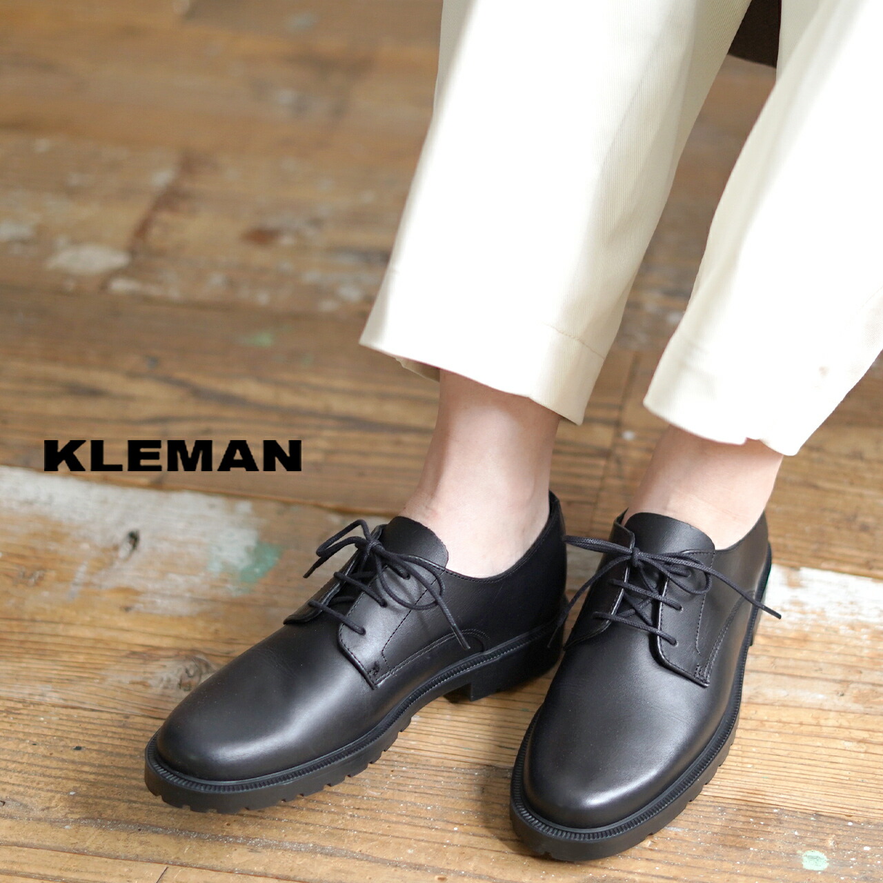 楽天市場 ポイント10倍 クレマン 革靴 レディース レザーシューズ プレーントゥシューズ 21春夏 レザー レースアップ ローファー 牛革 フランス製 ブラック 22 5cm 24 5cm Kleman ダノン Danon 送料無料 0315 Crouka クローカ
