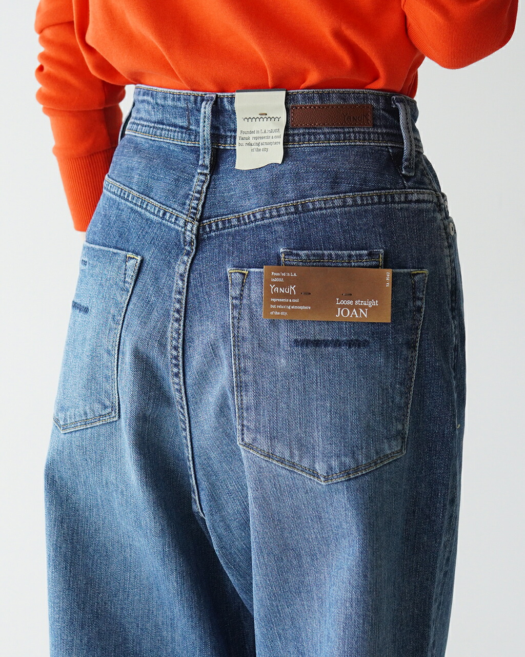 極美品 ヤヌーク JOAN ルーズストレート デニム SUB 22 ルーズストレート