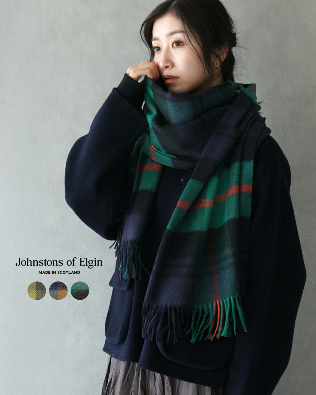 楽天市場】ジョンストンズ Johnstons【日本限定】カシミア チェック柄 