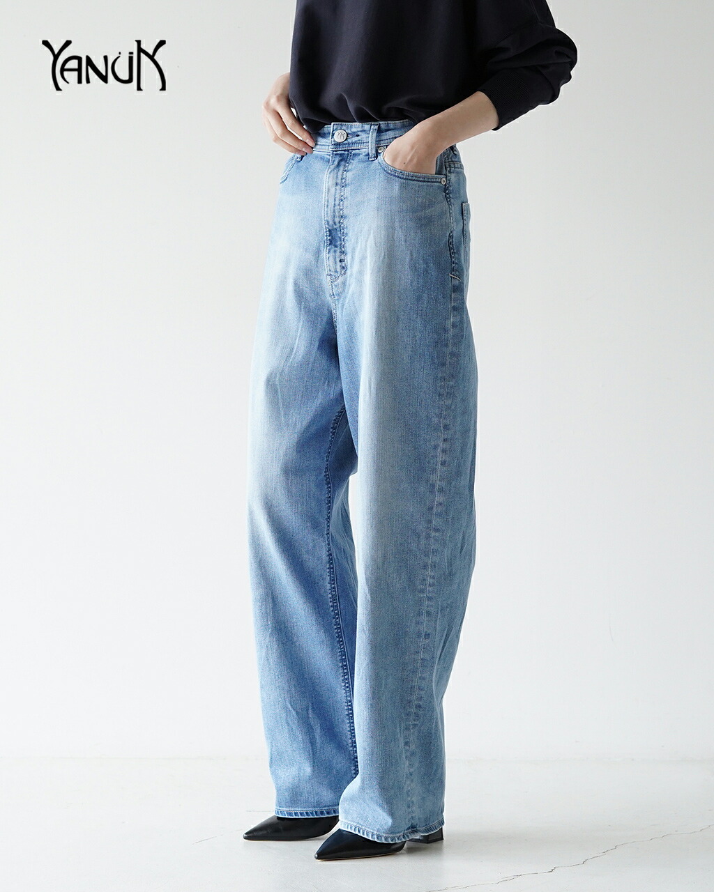 【楽天市場】ヤヌーク YANUK ジョーン ルーズ ストレート JOAN(Loose Straight)デニムパンツ ジーンズ ブルー 青 ...