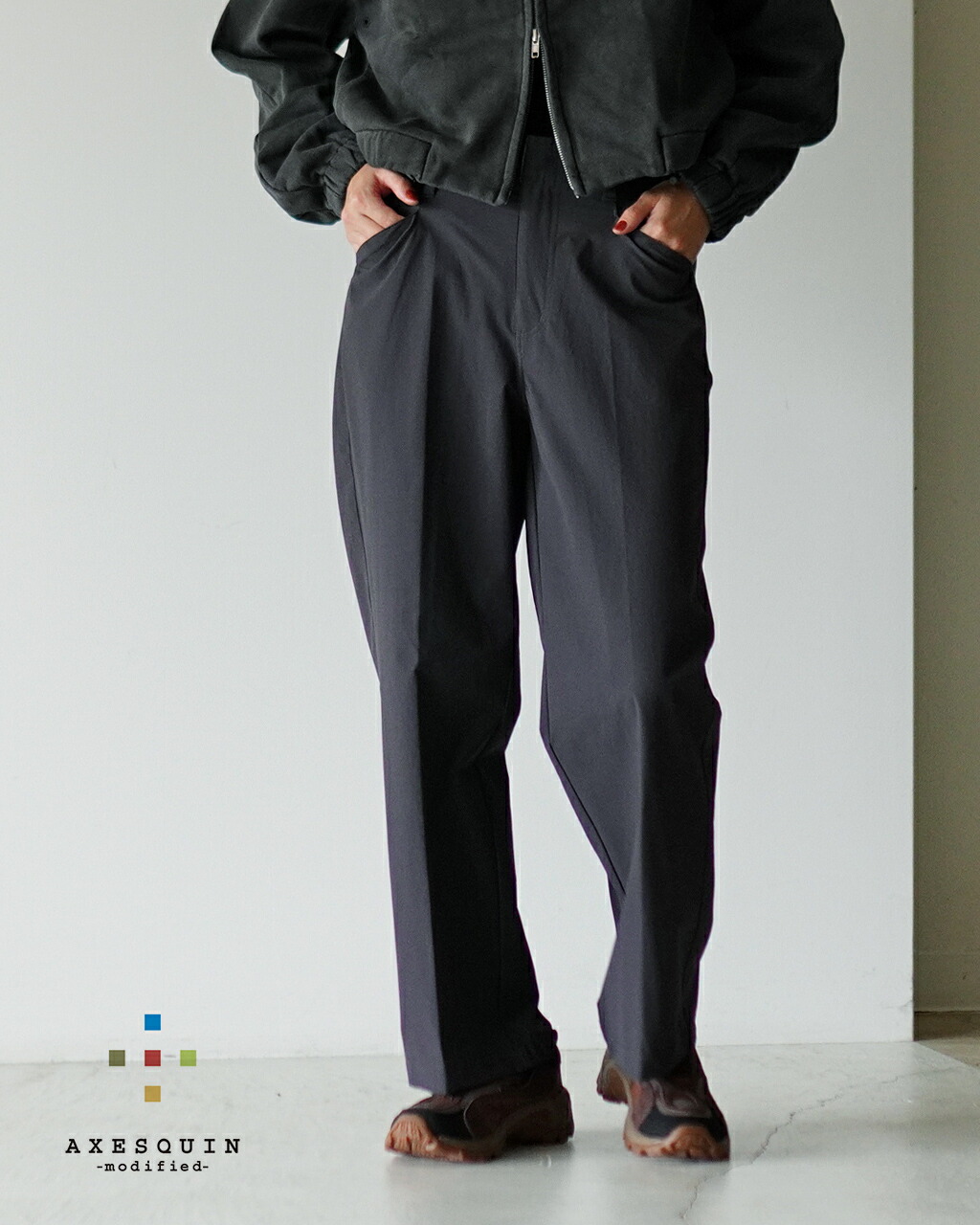 【アウトレット！30%OFF】アクシーズクイン モディファイド AXESQUIN-modified- テック ワーク スラックス メンズ レディース TECH WORK SLACKS 322040 撥水加工 吸汗性 透湿性 速乾性 抜群のストレッチ リラックスフィット UVカット 1012 xp10