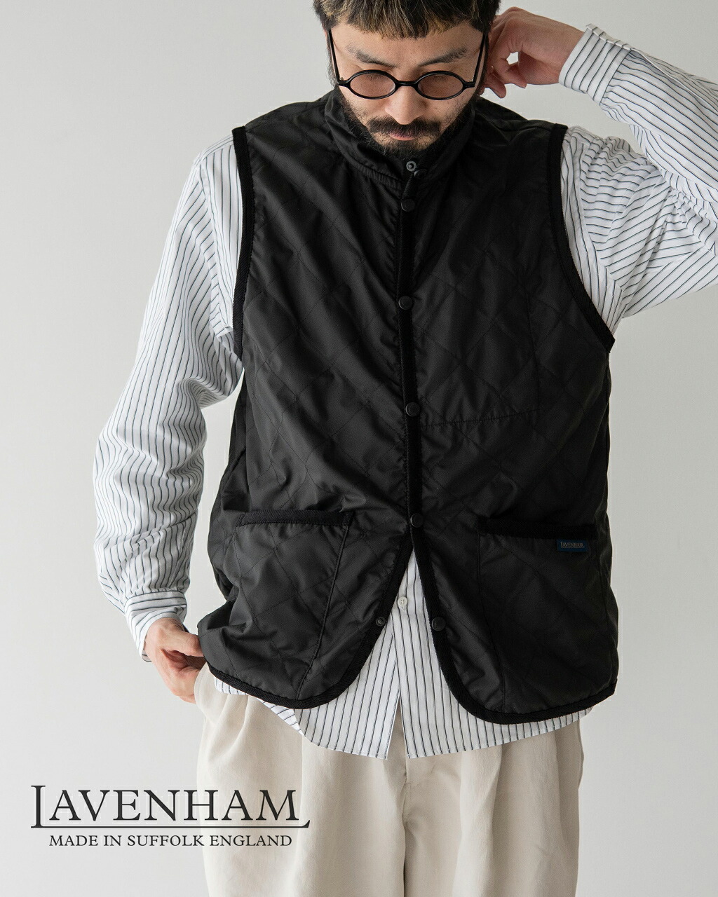 ラベンハム Lavenham アンワディッド ミックフィールド メンズ UNWADDED MICKFIELD MENS アウター ジレ ベスト ブラック 黒 LV11019 0226 xp10