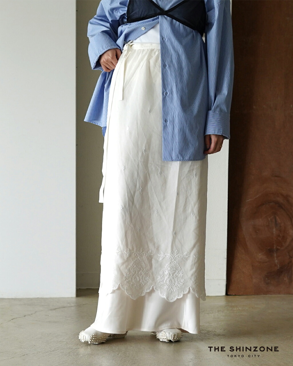 【SALE！30%OFF】シンゾーン THE SHINZONE レースエプロンスカート レディース LACE APRON SKIRT 26SMSSK03 0203 100th xp10｜Crouka／クローカ