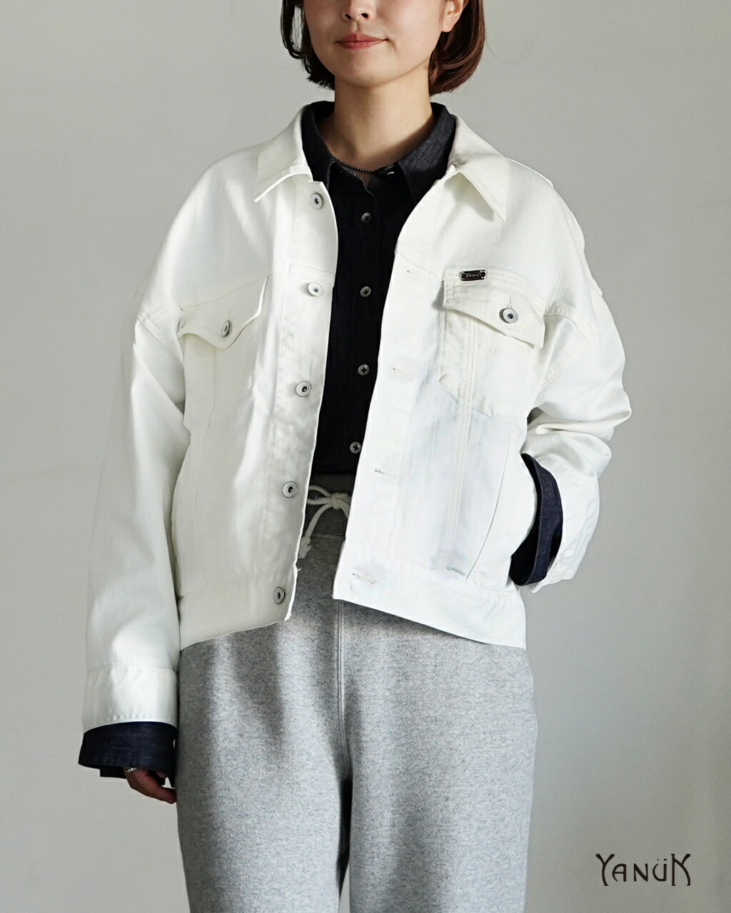 【SALE!30%OFF】ヤヌーク YANUK ジーンジャケット AWH レディース Jean Jacket AWH 撥水 ホワイト 白 デニム 57161408 0115 xp10|Crouka/クローカ