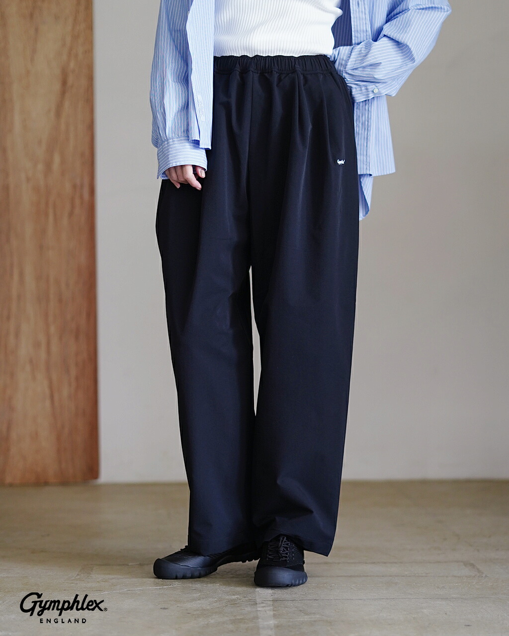 【SALE!30%OFF】ジムフレックス Gymphlex イージーストレートパンツ レディース EASY STRAIGHT PANTS GY-E0308 PDC ウエストゴム ダブルクロス生地 ストレッチ ブラック グレージュ ダークグレー 【レビュー企画対象】 0226 xp10|Crouka/クローカ