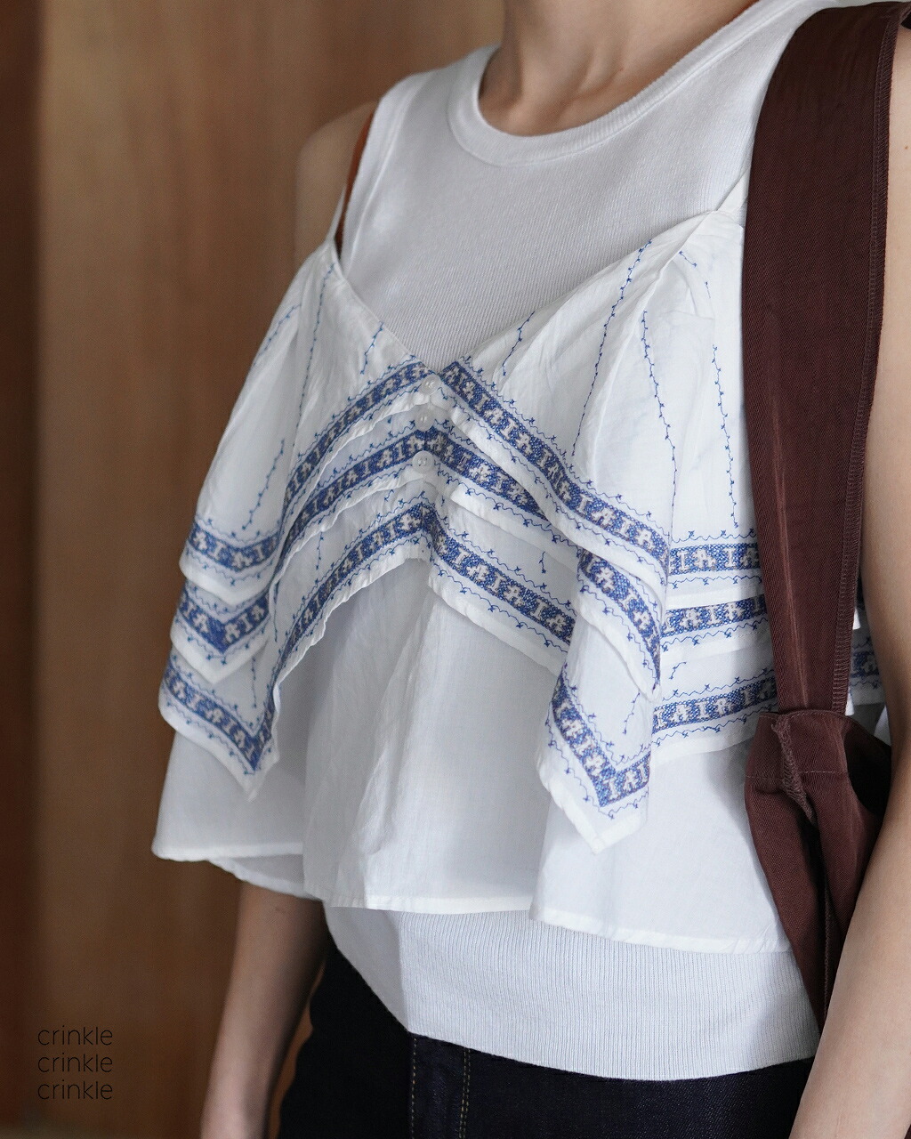 【SALE！30%OFF】クリンクル クリンクル クリンクル crinkle crinkle crinkle ハンカチーフ キャミソール レディース handkerchief camisole CC-4542 フリルトップス レイヤードキャミ 0420 xp10｜Crouka／クローカ