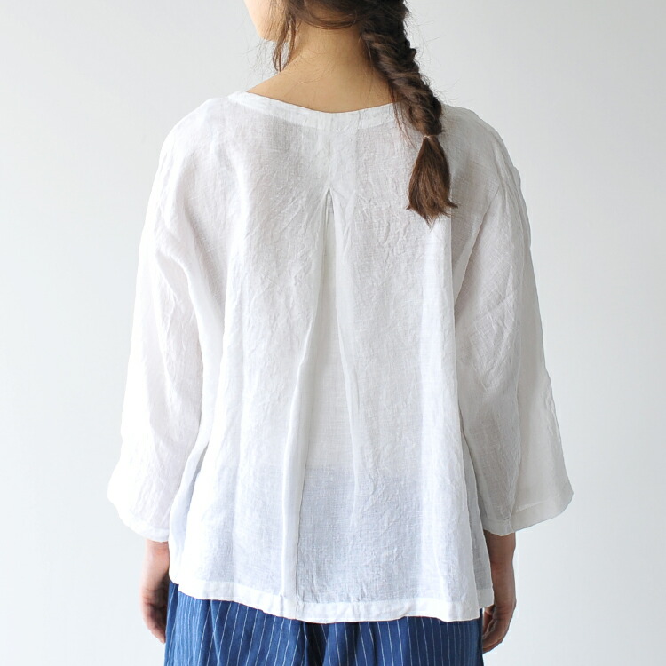 2017春天夏天新作品prit puritto 60/1亚麻布7分袖女斗篷袖子褶套衫.