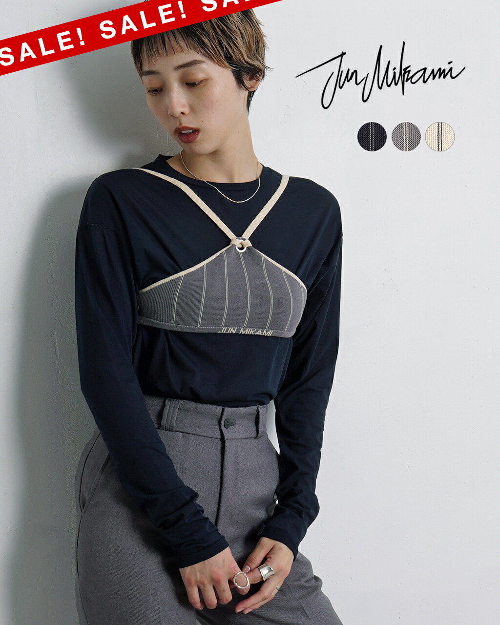 【10%OFF】JUN MIKAMI / ジュンミカミ ： 【レディース】シアーセパレートブラトップ / 全2色 ： 24SS-29-N imgrc0099274697.jpg