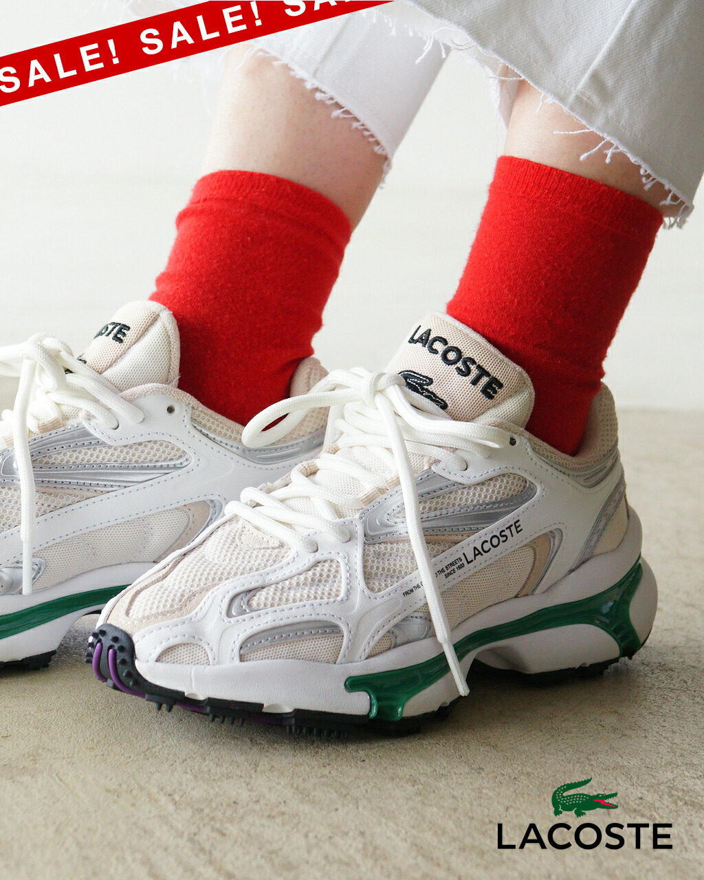 ☆値下げしました☆LACOSTE スニーカー ホワイト/オフホワイト サイズ6 mischiefstyle_10048315