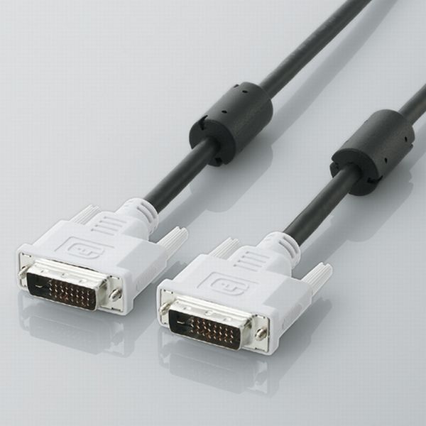 エレコム DVIデュアルリンクケーブル (デジタル) 5m [CAC-DVDL50BK]【送料無料※沖縄・離島配送不可】高解像度 WQXGA デュアルリンク DVI-I端子 ディスプレイケーブル フェライトコア付 ディスプレイ出力 モニター出力