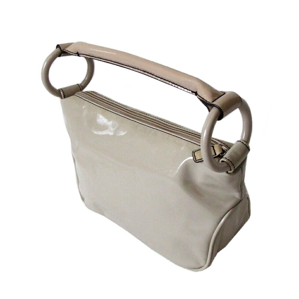 Crown Used Brand Clothing Sequoia Enamel Sequoia Enamel Leather Handbag Beige Paris France 101980
