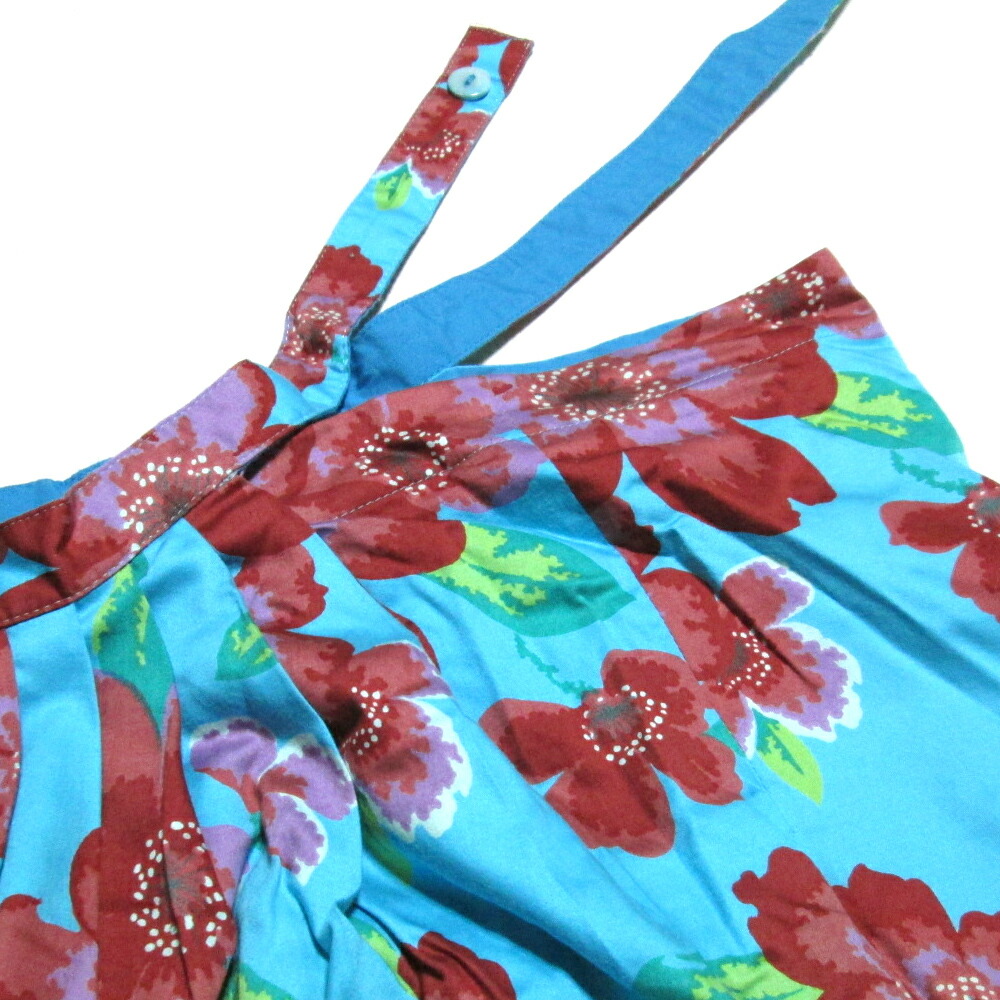 ケンゾー Kenzo ホルターネック 青 M ケンゾー M ヴィンテージ ロング 中古 Kenzo Vintage フラワージャンパースカート ワンピース 高田賢三 Crown Store3980以上購入で 送料無料