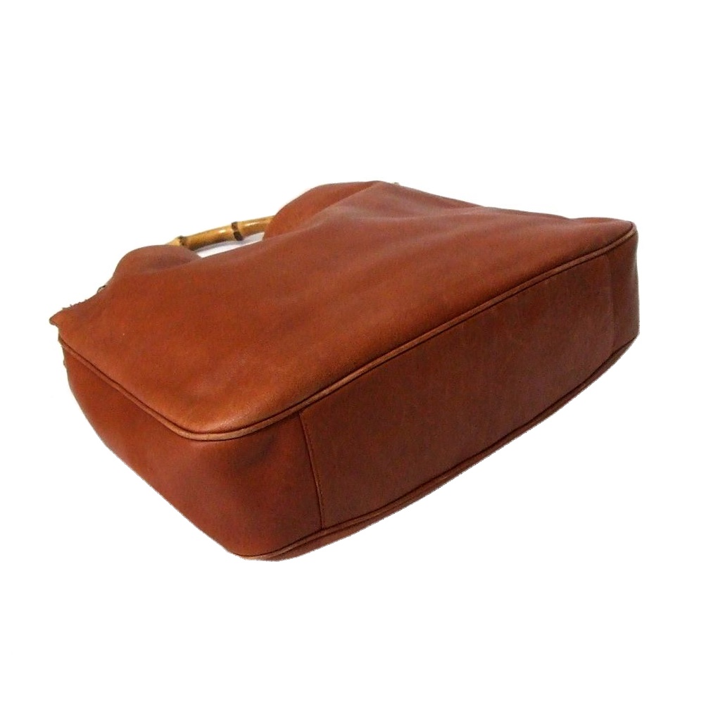 CROWN STORE - USED BRAND CLOTHING STORE: Leather bamboo bag (brown brown leather skin bag) made ...