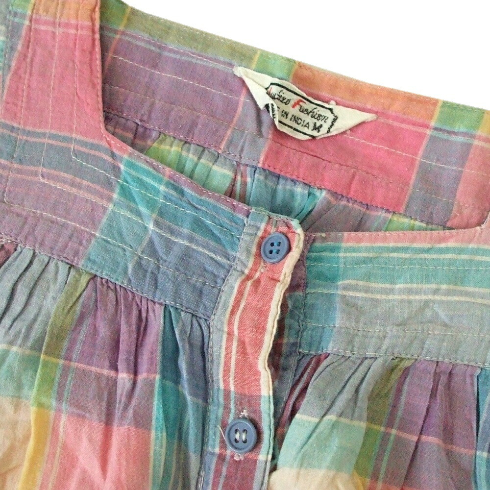 楽天市場 Vintage Old ヴィンテージ オールド タータンチェックレトロワイドワンピース 昭和レトロ 中古 Crown Store