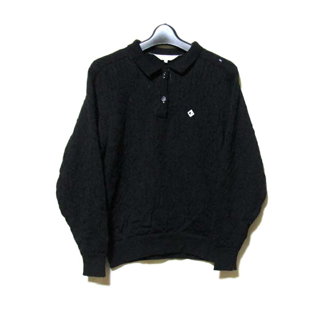 Vintage Christian Dior ヴィンテージ オールド クリスチャン ディオール 「M」 ケーブルニットセーター (黒 ポロシャツ) 118910 【中古】