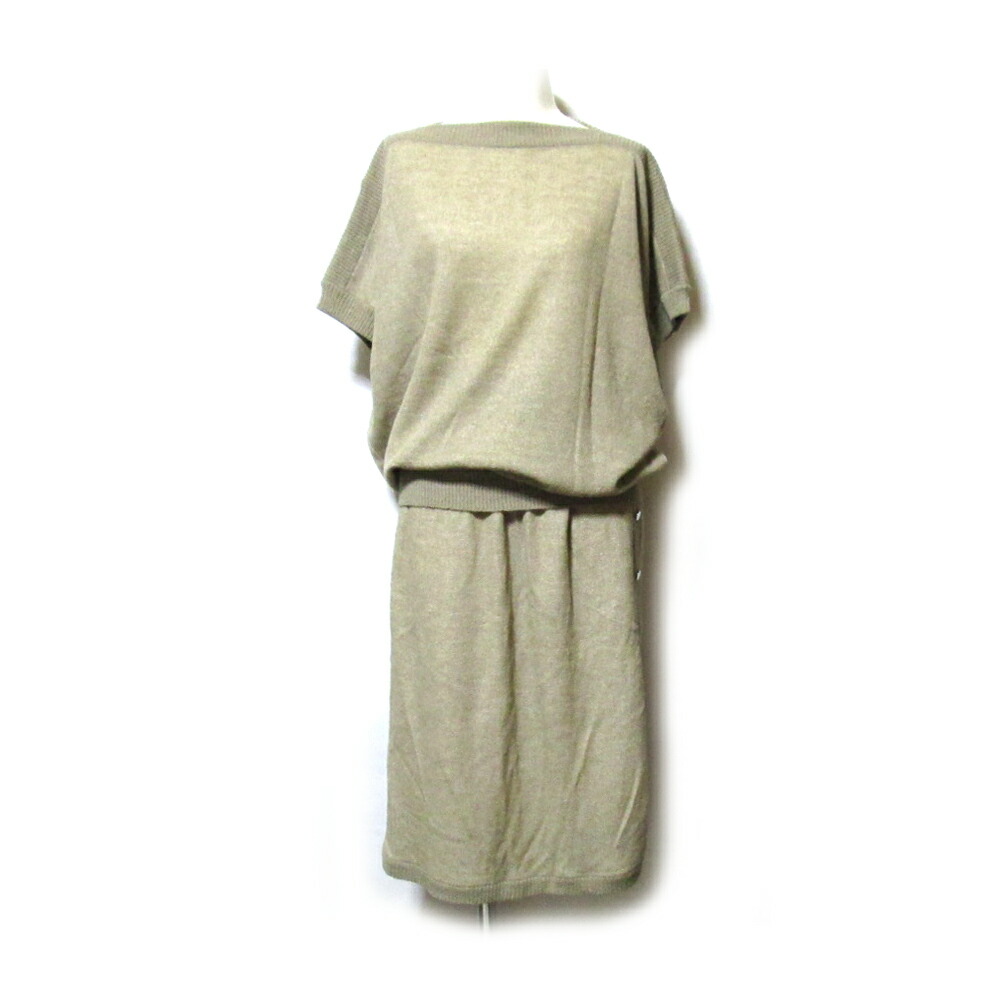 美品 Vintage Thierry Mugler ヴィンテージ ティエリーミュグレー セットアップニットスーツワンピース (ベージュ リネン 麻) 124804 【中古】