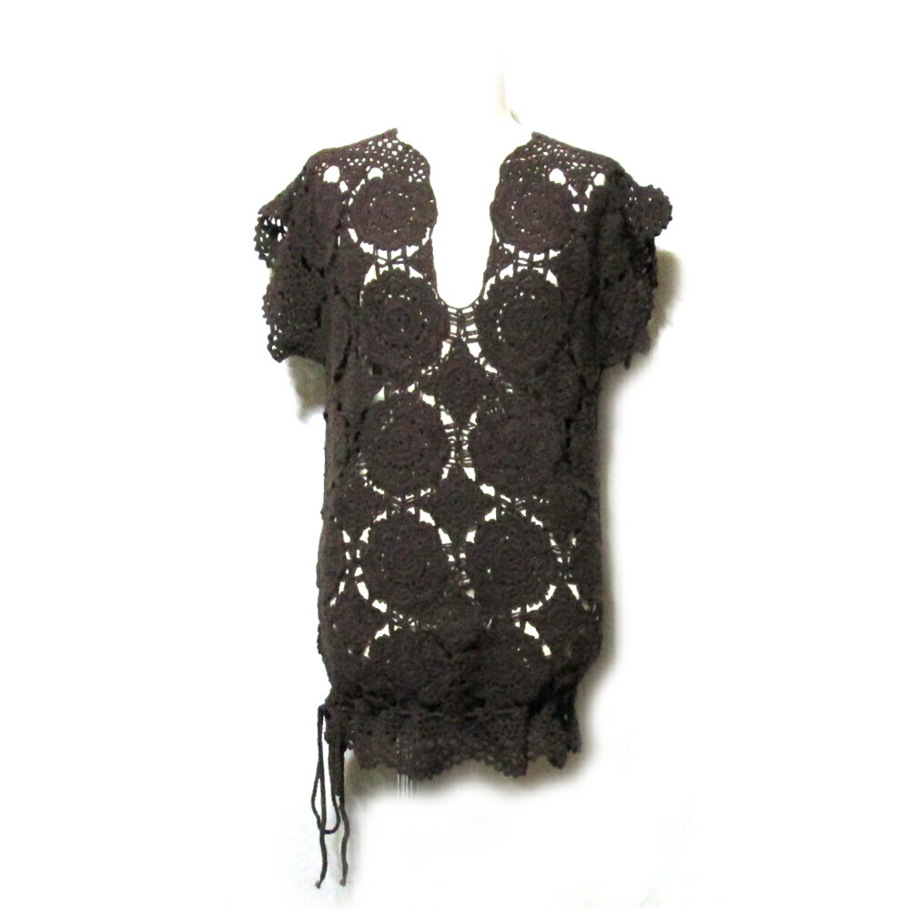 美品 HIROKO SUZUKI NEW YORK ヒロコスズキ ニューヨーク 「L」 レースカットソー (ブラウン) 130455 【中古】