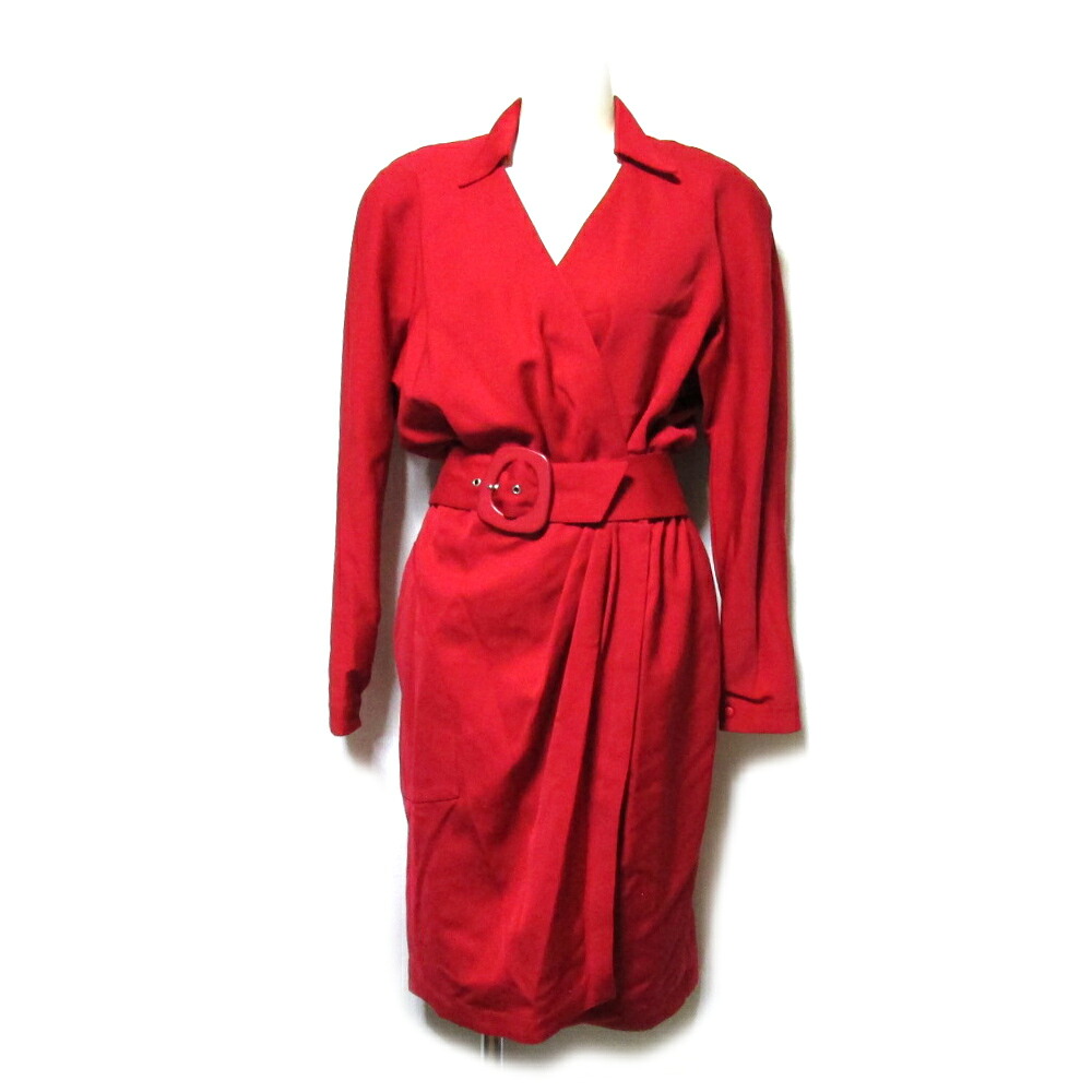 美品 Vintage Thierry Mugler ヴィンテージ ティエリーミュグレー 「9AR」 立体ドレープセットアップワンピース.スーツ (赤 レッド バブル バブリー アヴァンギャルド) 132867 【中古】|CROWN STORE