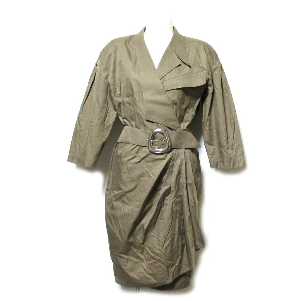 Vintage Thierry Mugler ヴィンテージ ティエリーミュグレー 「9AR」 立体ドレープワンピース (カーキ バブル バブリー アヴァンギャルド) 132873 【中古】｜CROWN STORE
