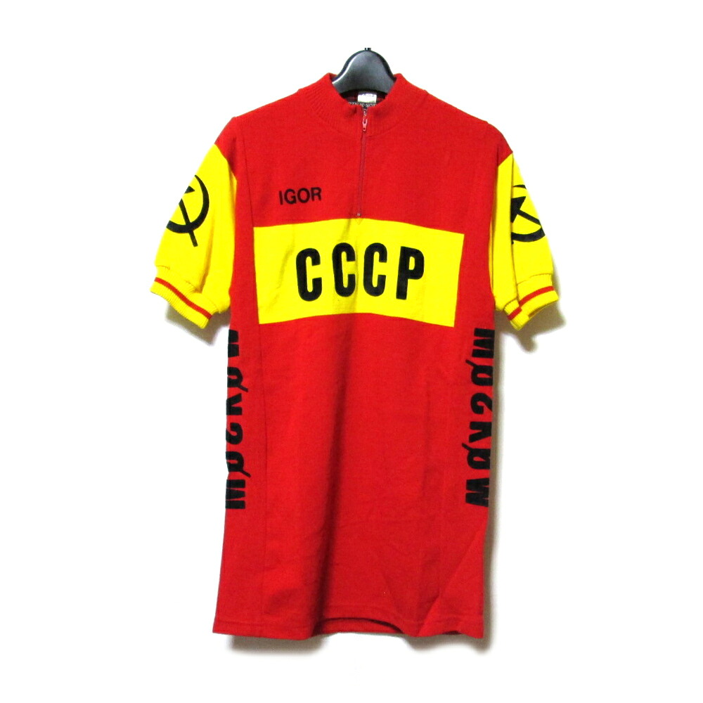 Vintage CCCP Russian ヴィンテージ ソ連 「7」 サイクリングシャツ (半袖 赤 ビンテージ 旧共産 Tシャツ 自転車) 133987 【中古】｜CROWN STORE