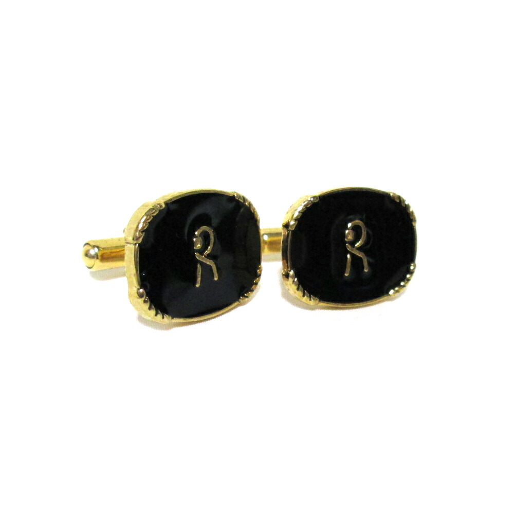 Vintage Roberta di Camerino ヴィンテージ 年寄りの ロベルタディカメリーノ クラシックエナメルカフス (ゴールド 黒 黒いこと ビンテージ old) 135420 【中古】
