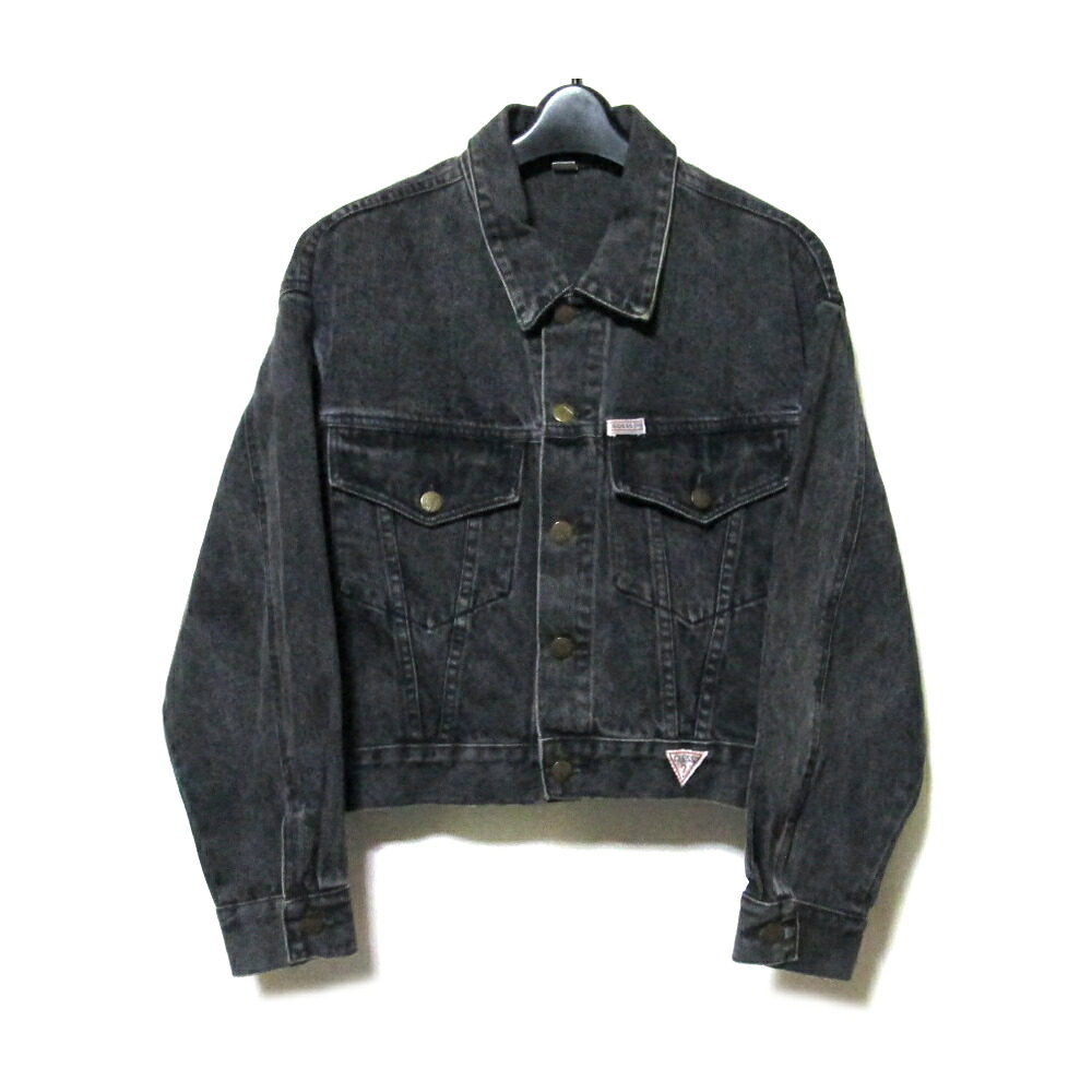 Vintage GUESS by GEORGES MARCIANO ヴィンテージ オールド ゲス ジョージズマルシアーノ 「S」 アメリカ製 ショートデニムジャケット.Gジャン (ジーンズ USA ビンテージ 黒 ブラック ブルゾン) 136722 【中古】｜CROWN STORE