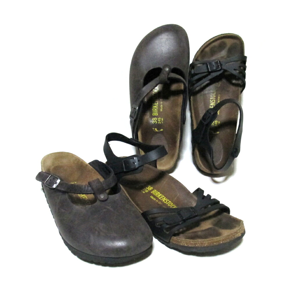 BIRKENSTOCK ビルケンシュトック 「38」 レザーサンダル 2点セット (黒 ブラック 靴 シューズ ドイツ製 まとめて) 136745 【中古】｜CROWN STORE