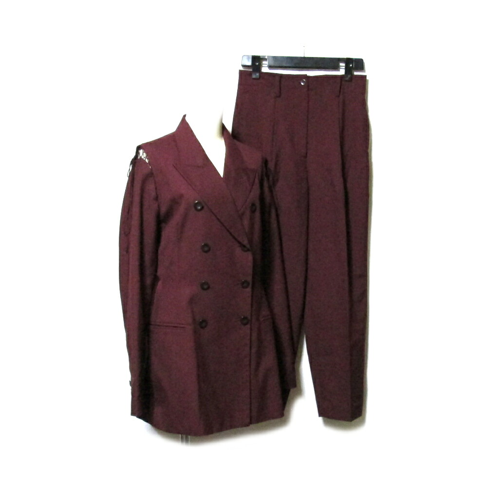 美品 Vintage Jean Paul GAULTIER ヴィンテージ ジャンポールゴルチエ 「40」 レースアップダブルブレスセットアップスーツ (ボルドーワイン エンジ ビンテージ 上衣 ズボン下) 137142 【中古】