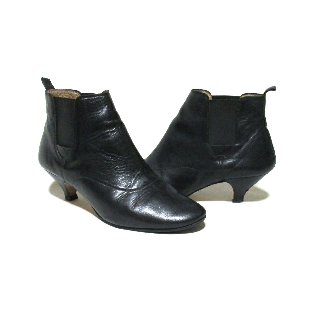 repetto レ愛玩動物 「39」 レザーヒールブーツ (黒 黒いこと パンプス 靴) 137191 【中古】 ブーティ-レディース靴-靴