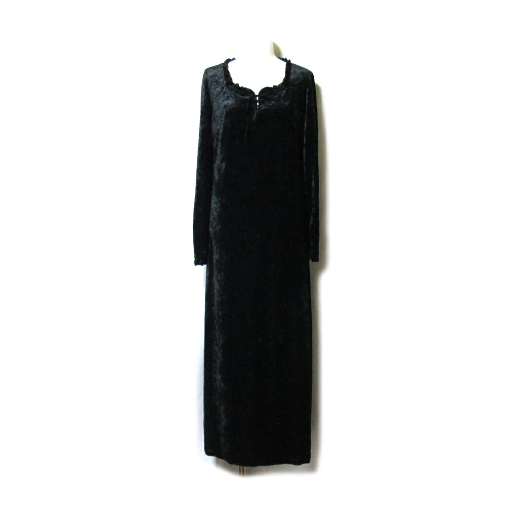 美品 Vintage KETTY ヴィンテージ オールド ケティ 「M」 Aラインマキシ丈ベルベットワンピース (黒 ブラック ロング Y2K) 137195 【中古】