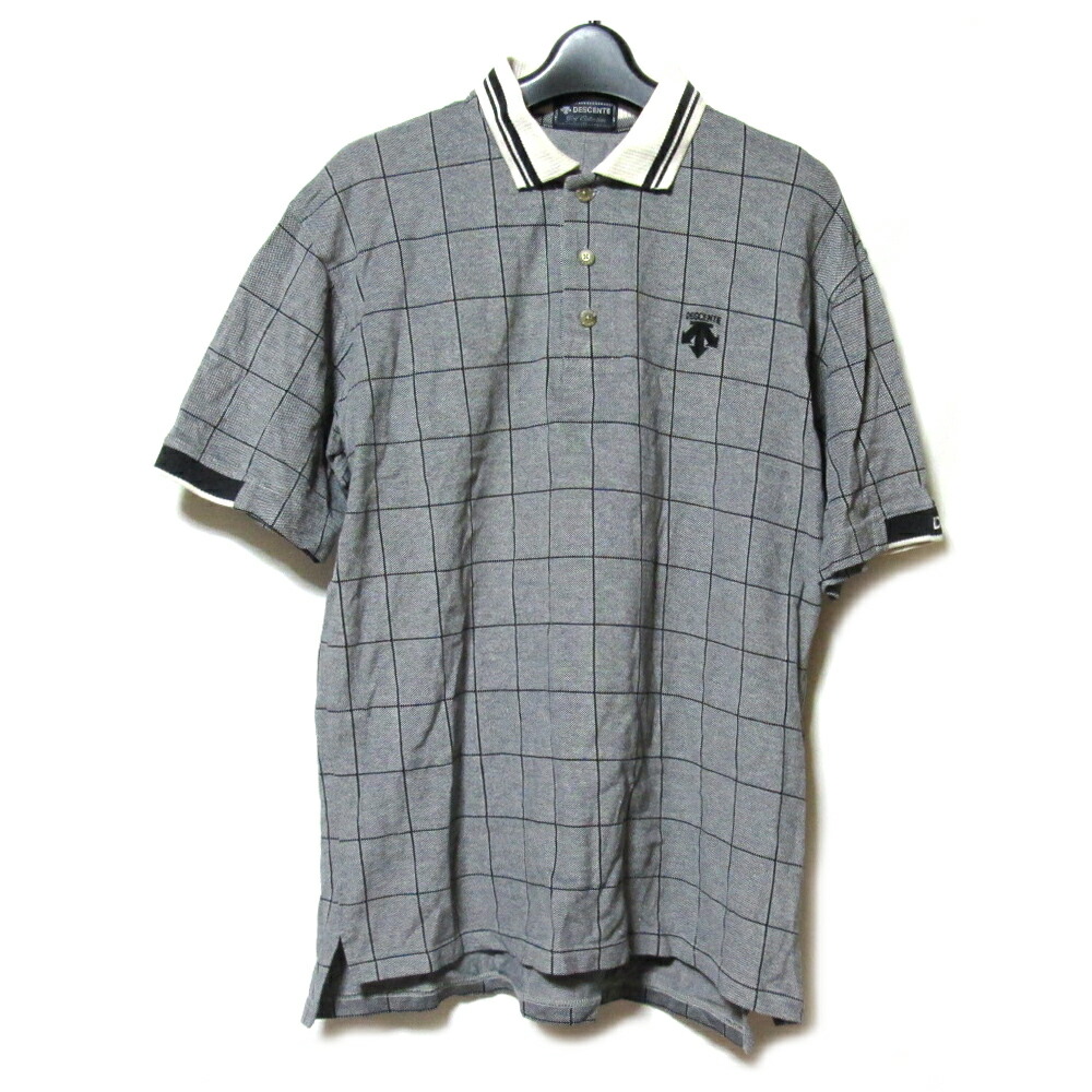 Vintage DESCENTE ヴィンテージ オールド デサント 「S」 クラシックポロシャツ (半袖 ブラックグレー ビンテージ) 137328 【中古】