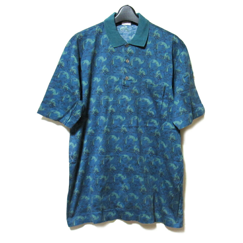 美品 Vintage LANVIN ヴィンテージ オールド ランバン 「L」 アニマルモノグラムポロシャツ (半袖 ビンテージ グリーン) 137331 【中古】｜CROWN STORE