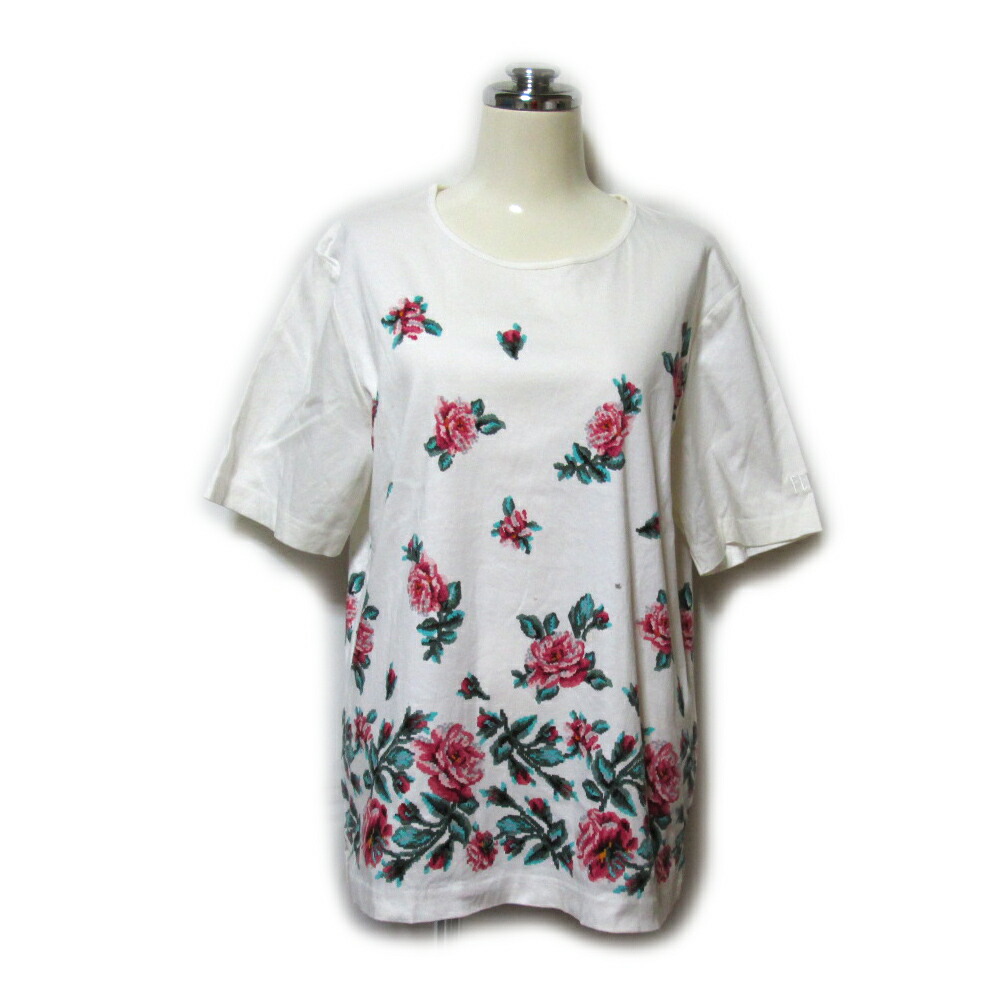 フェイラー 新品 未使用 タグ付き 花柄 半袖 Tシャツ ブラック 黒 赤 美品 FEILLER フェイラー 半袖Tシャツ 花柄 コットン ストレッチ 黒 L
