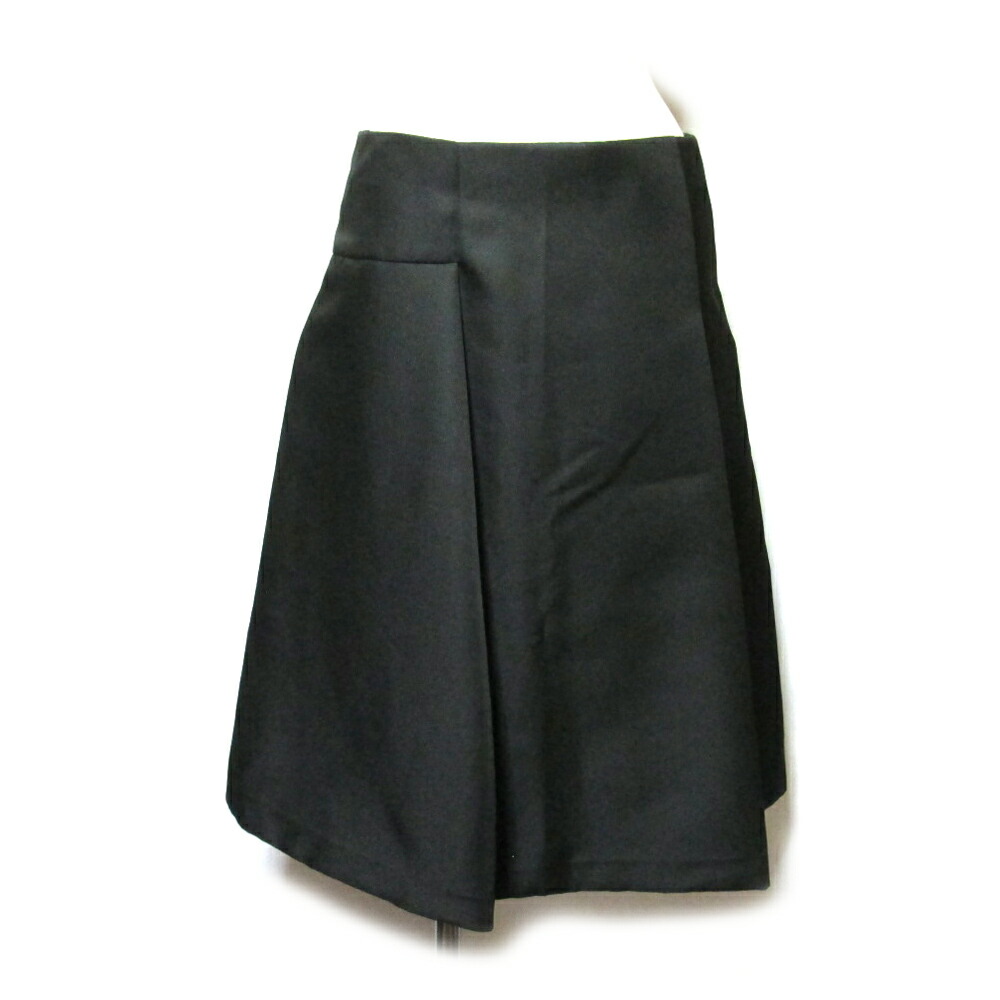 美品 JIL SANDER ジルサンダー 「32」 イタリア製 フレアテックスカート (黒 ブラック) 137541 【中古】｜CROWN STORE