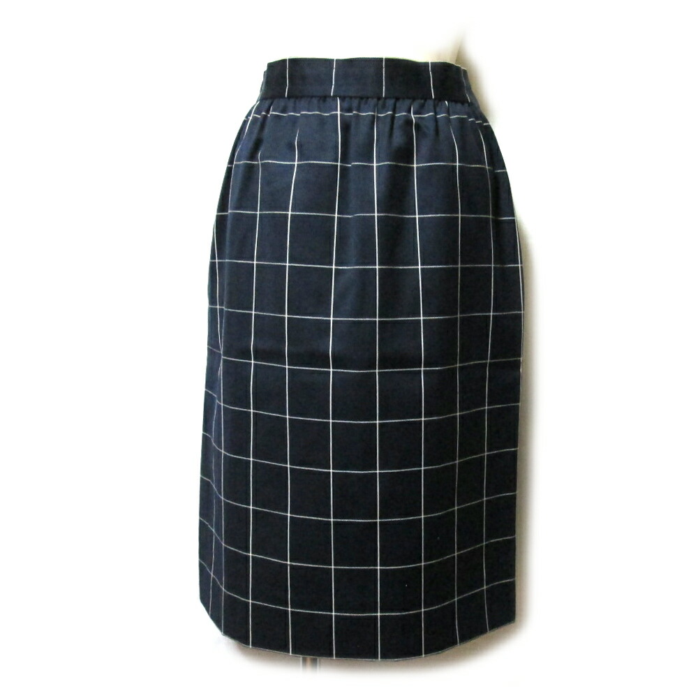 美品 Vintage GIVENCHY ヴィンテージ オールド ジバンシィ 「10」 プレーンチェックスカート (アンティークビンテージ 黒 ブラック 定番) 137619 【中古】