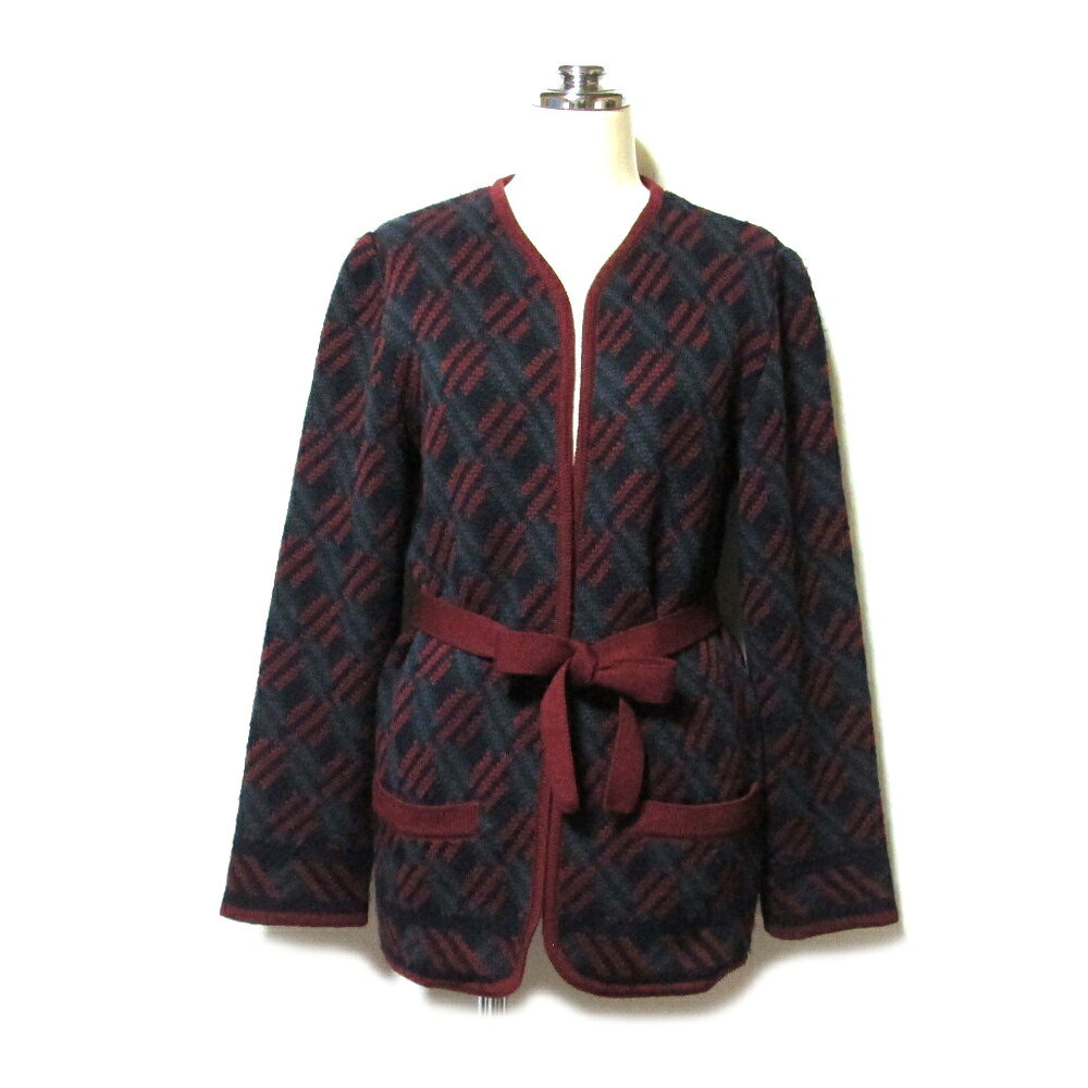 美品 Vintage GIVENCHY ヴィンテージ オールド ジバンシィ スイス製 ジャガードニットカーディガン ベルト付 (アンティークビンテージ ジバンシー カーデガン ジャケット) 137643 【中古】｜CROWN STORE 22,484円