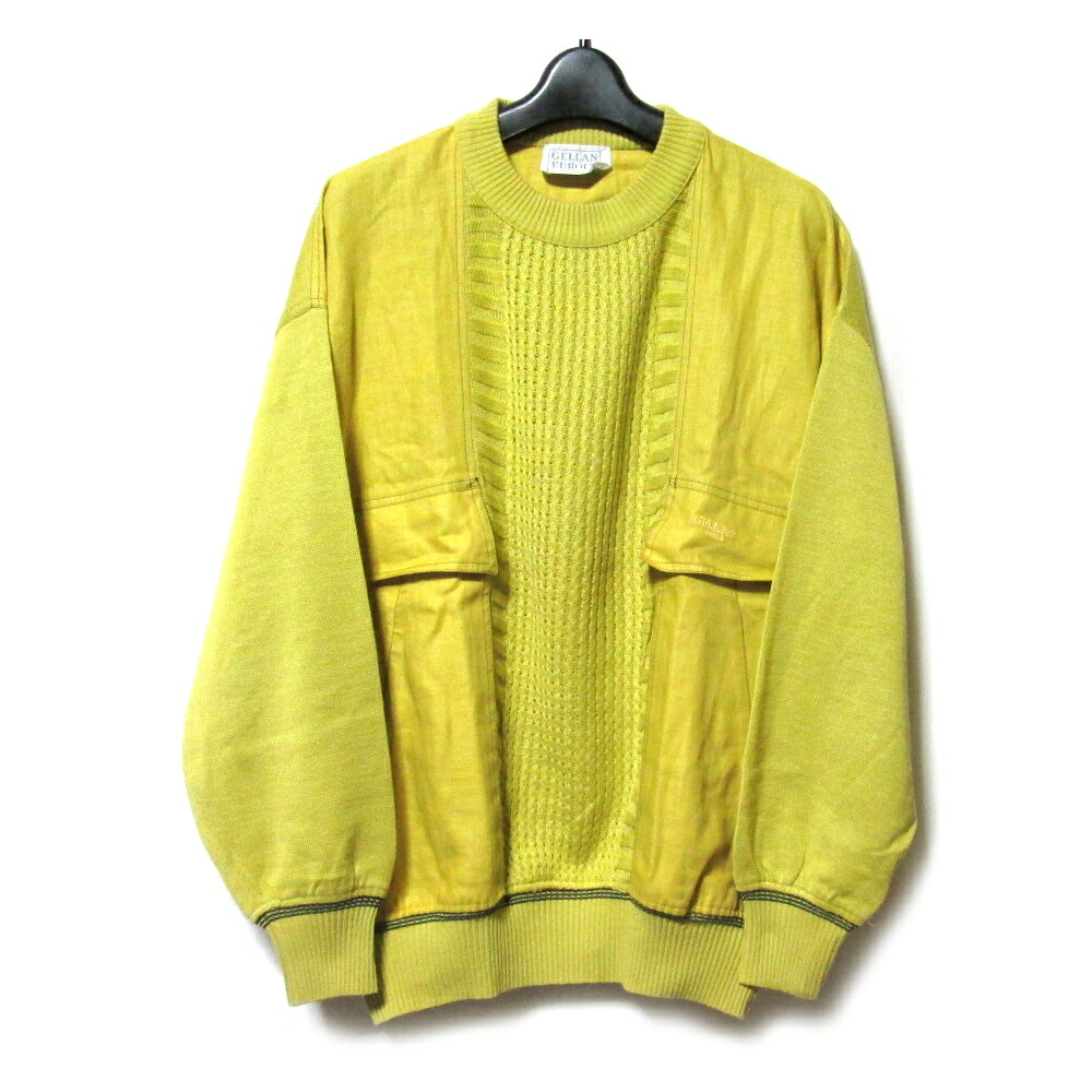 Vintage GELLAN EUROPE UOMO ヴィンテージ オールド ゲランヨーロッパ ウォモ リネンニットセーター ポケット付 (ビンテージ ブルゾン マスタード イタリア) 137740 【中古】｜CROWN STORE