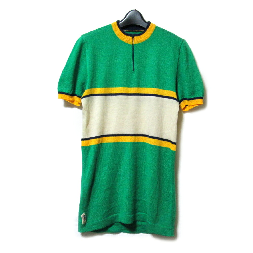 美品 Vintage MONTBLANC ヴィンテージ オールド モンブラン 「52」 サイクリングTシャツ.ジャージ (緑色 黄色 グリーン イエロー 半袖 自転車 ビンテージ イタリア) 137967 【中古】｜CROWN STORE