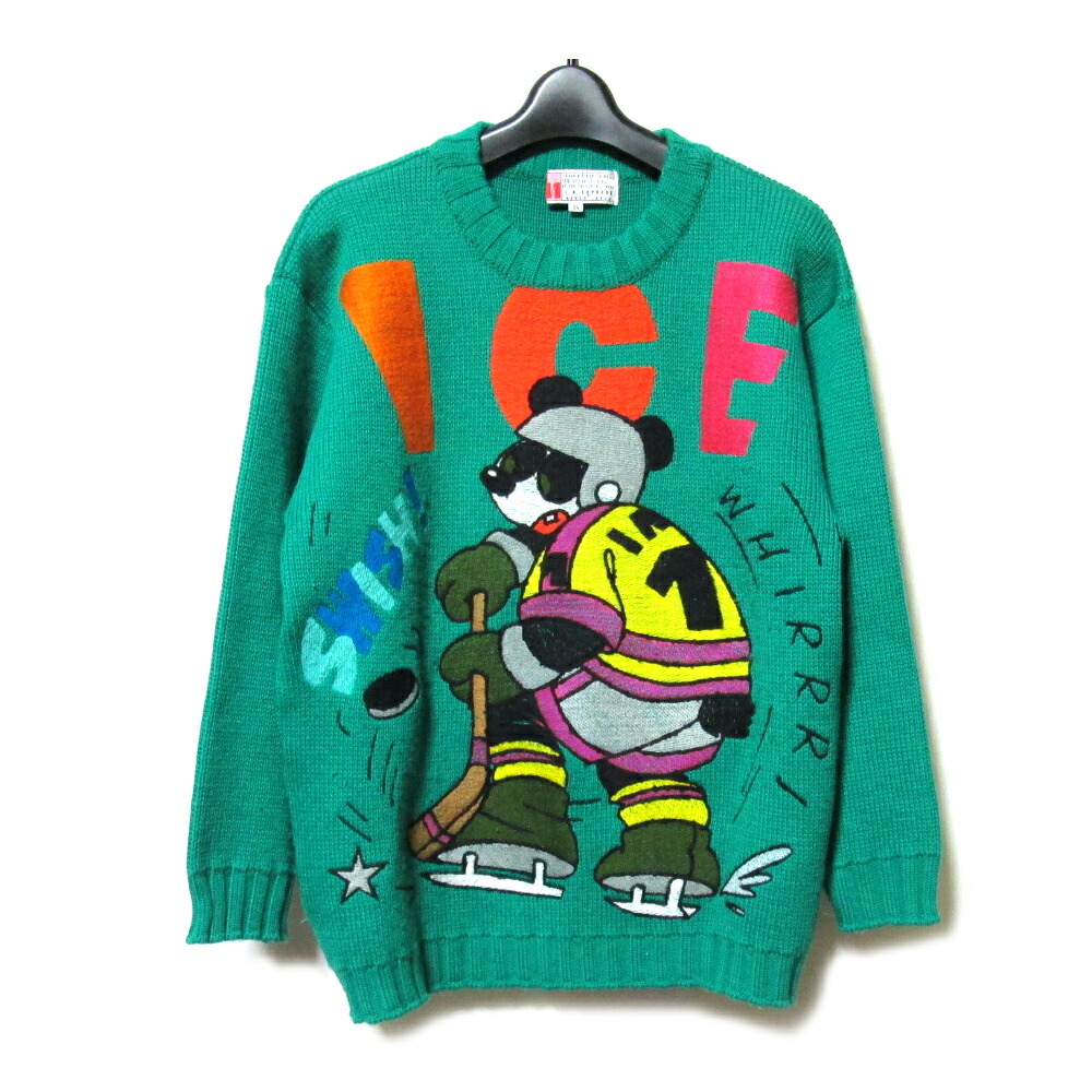 Vintage I.N.EXPRESS NOBUO IKEDA ヴィンテージ アイエヌエクスプレス イケダノブオ 「04」 80's-90's パンダローゲージニットセーター (グリーン 緑 レトロ) 138736 【中古】