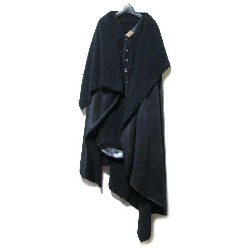 NNNC エヌエヌエヌシー ボアフリース ロングポンチョ／マント  (高宮渉平 インディーズ ユニセックス ― ブラック×高保温シルエットアウター) 138958 【中古】