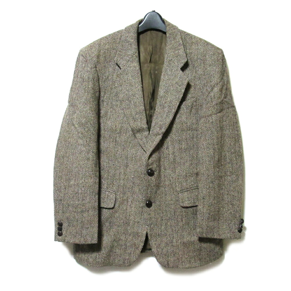 Vintage Harris Tweed ST MICHAEL ヴィンテージ ハリスツイード STマイケル 「M」 イギリス製 2B ヘリンボーンウールジャケット (ブラウン イギリス伝統 英国 伝統あるテーラー仕立て) 139137 【中古】