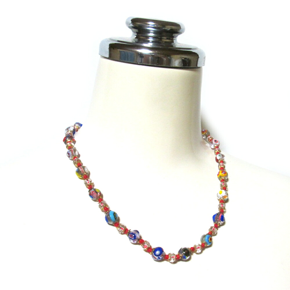 美品 Vintage Venetian Glass ヴィンテージ ベネチアンガラス イタリア製 80～90年代 レッド ベースネックレス ベネチア買い付け (ハンドメイド 手作り 赤) 139178 【中古】