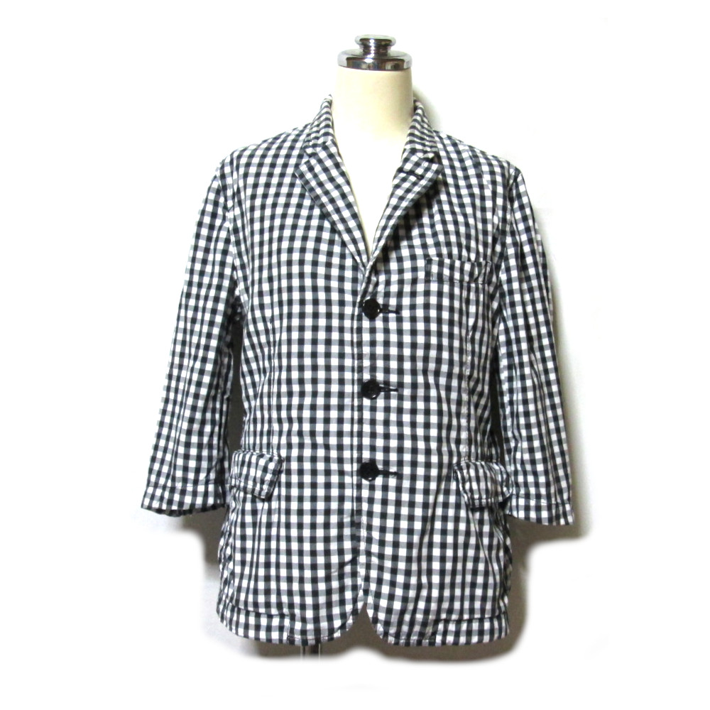 BLACK COMME des GAR&Ccedil;ONS ブラック コムデギャルソン 「M」 ギンガム コットンジャケット (黒 コットン 日本製 Made in Japan) 139274 【中古】｜CROWN STORE