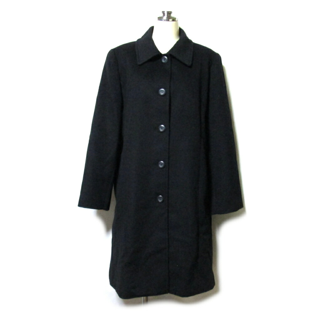 美品 Leilian レリアン 「11」 日本製 カシミヤ100％ シングルコート (定番 ブラック 黒 Made in Japan) 139374 【中古】