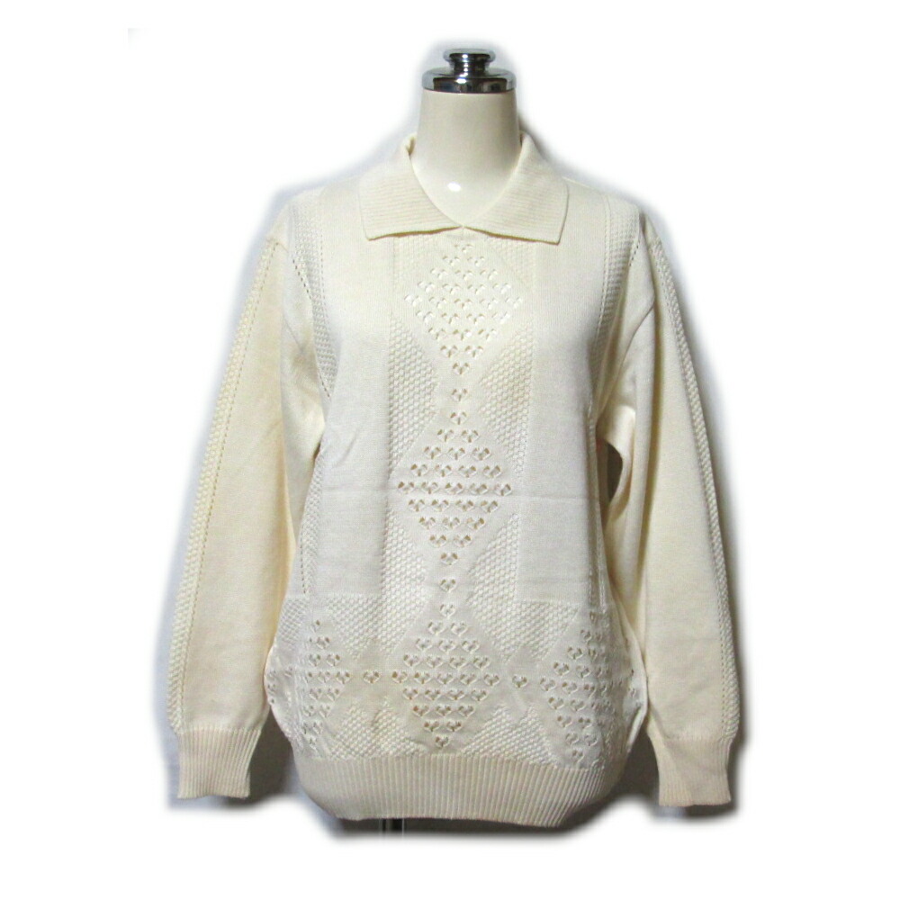 Vintage madam NICOLE ヴィンテージ マダムニコル 日本製 カットワークコットンニットセーター (襟付き/レースニット/Made inJapan) 139487 【中古】