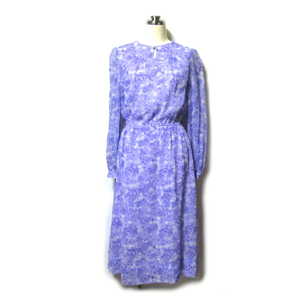 美品 Vintage Japan ヴィンテージ レトロ 「9」 日本製 藤色 パフドレープ ロング衣装 (花柄 紫 パープル Made インチ Japan) 139522 【中古】